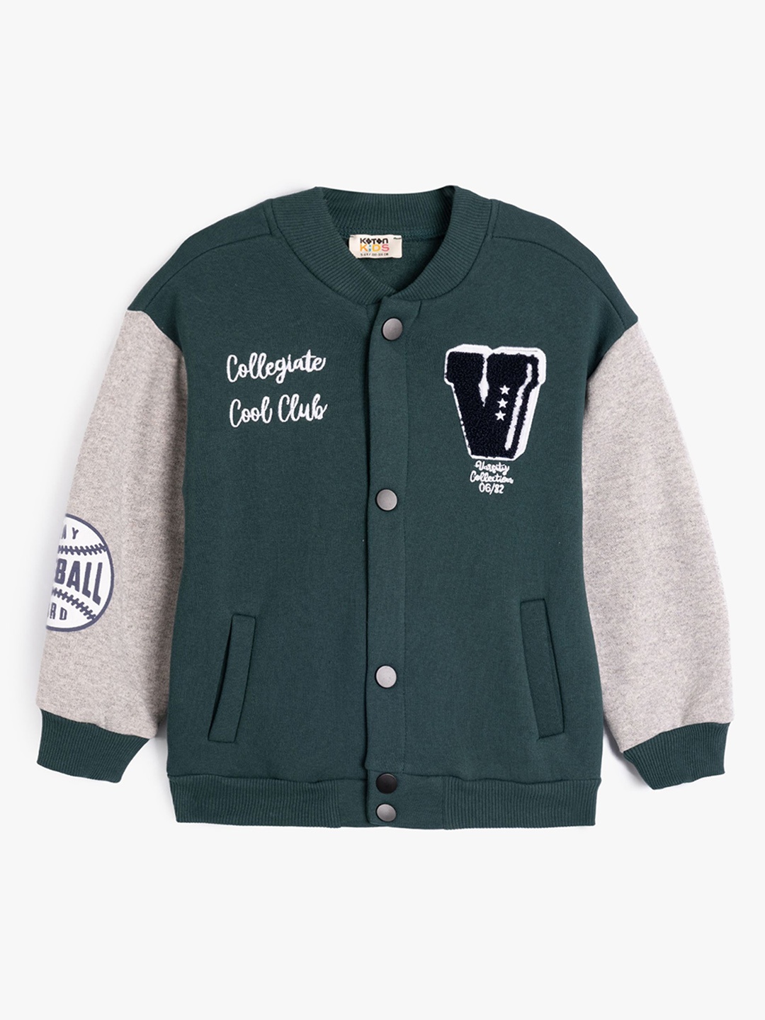 

Koton Boys Colourblocked Varsity Jacket, Green