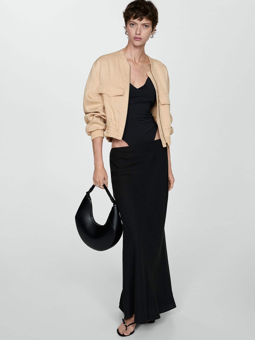 

MANGO Bomber Jacket, Beige