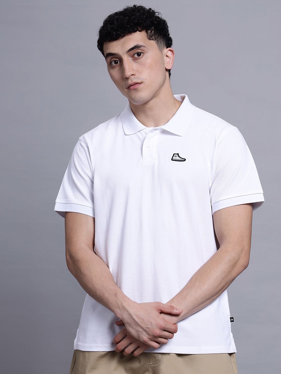 

Converse Men Shoe Patch Polo Shirt, White