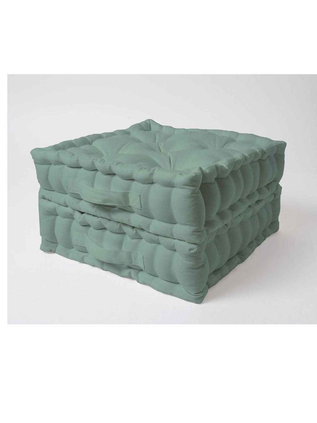 

SKANDA FAB 2 Pieces Sea Green Pure Cotton Floor Cushions