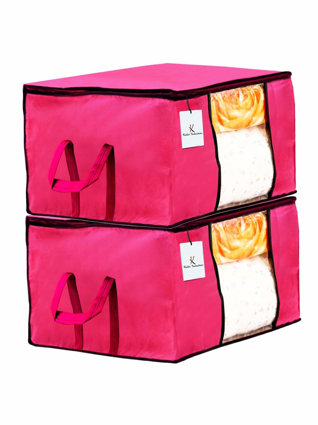 

Kuber Industries Pink & Transparent 2 Pieces Underbed Drawer Organisers