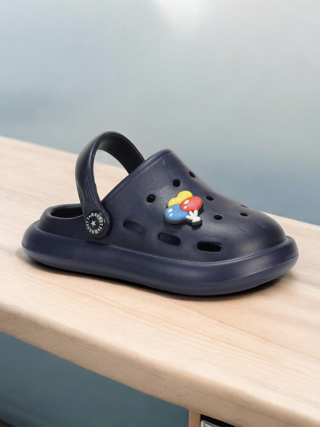 

Lil Lollipop Kids Rubber Balloon Applique Anti-Slip Clogs, Navy blue