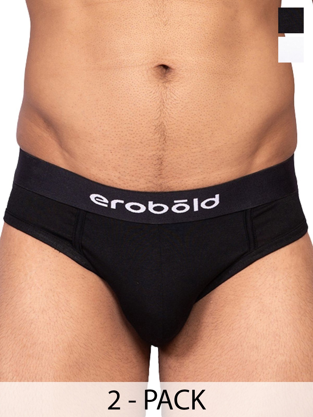 

EROBOLD Pack Of 2 Hipster Briefs MBRC2-BR17WBK1MM, White