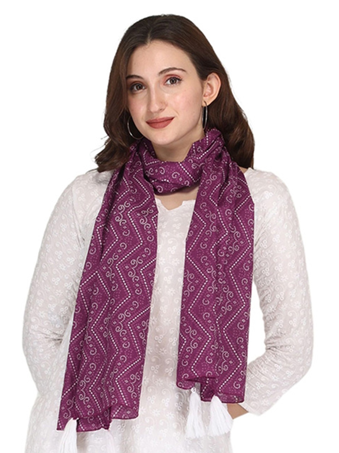 

SWITCHON Women Bandhani Printed Stole, Purple