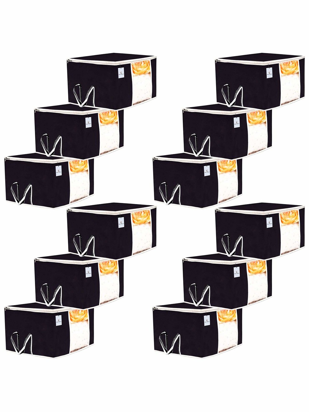 

Kuber Industries Black & Transparent 12 Pieces Multi-Utility Organisers