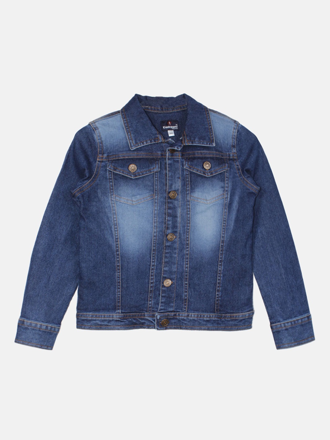 

KiddoPanti Boys Washed Denim Jacket with Embroidered, Blue