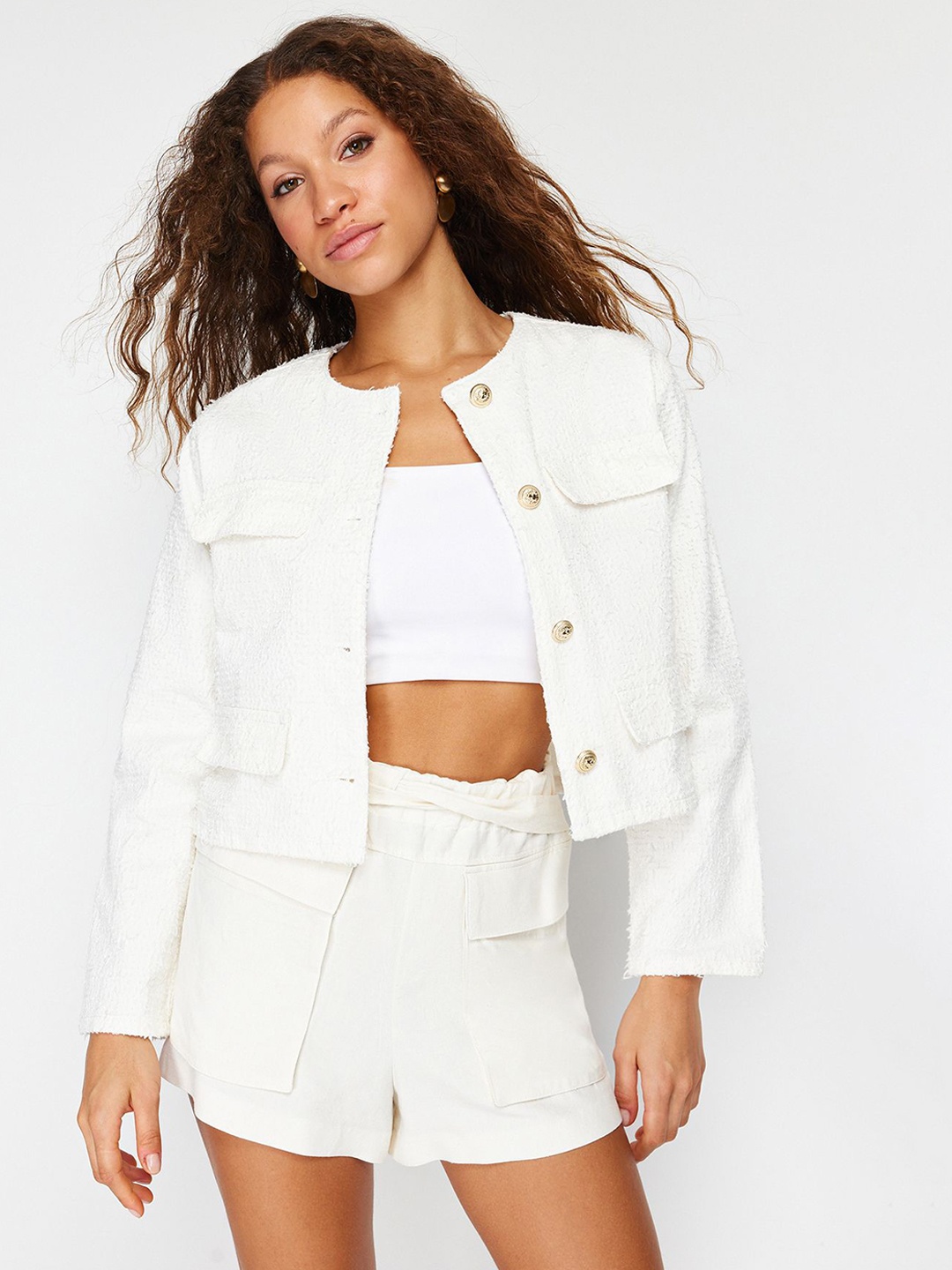 

Trendyol Women Crop Tailored Jacket, Na