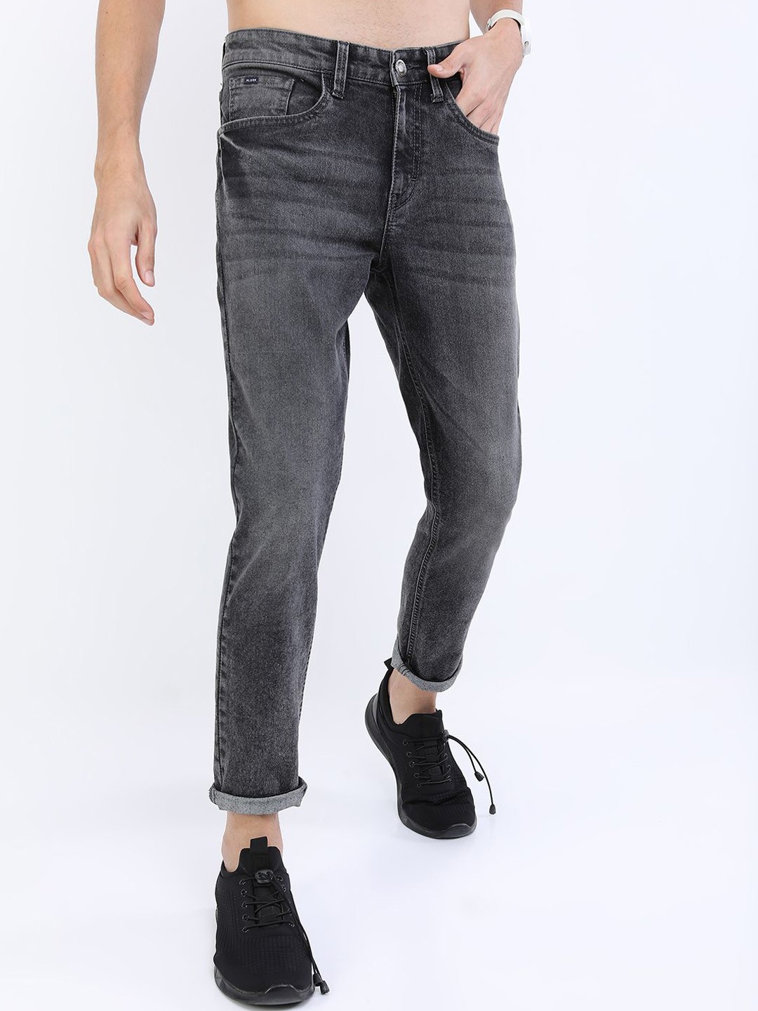 

HIGHLANDER Men Tapered Fit Light Fade Stretchable Jeans, Grey