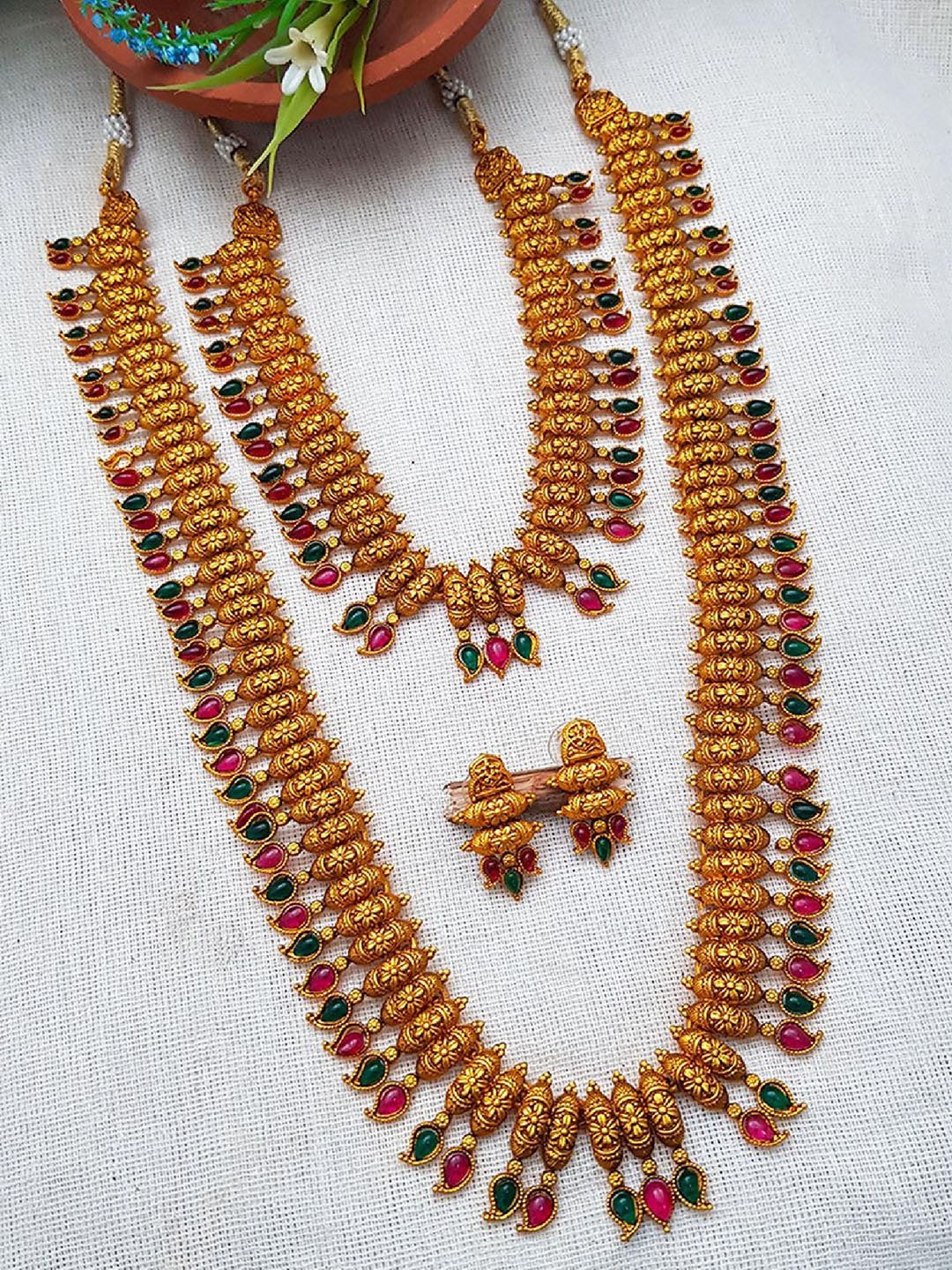 

GRIIHAM Gold Plated CZ Studded Jewellery Set