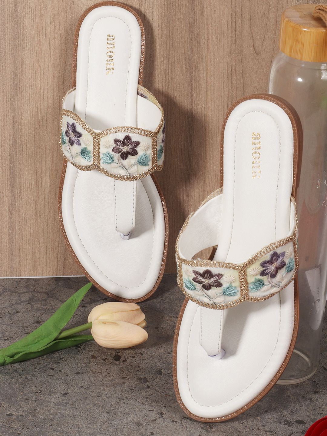 

Anouk Women Embellished One Toe Flats, White