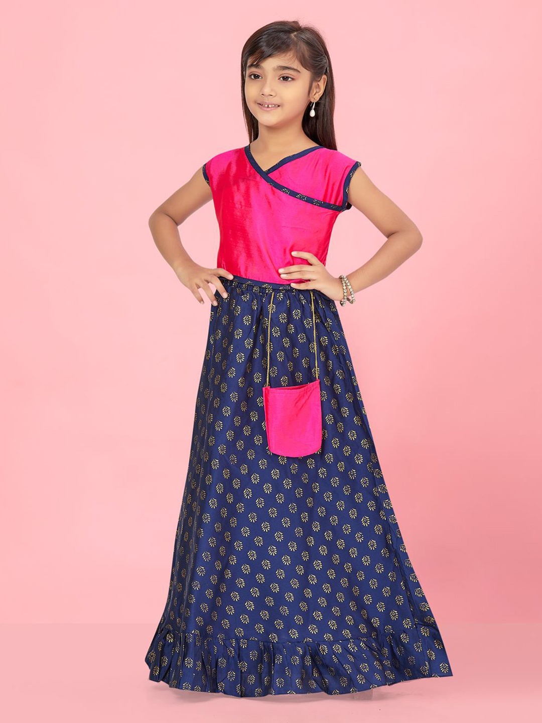 

BAESD Girls V-Neck Top With Skirt, Pink
