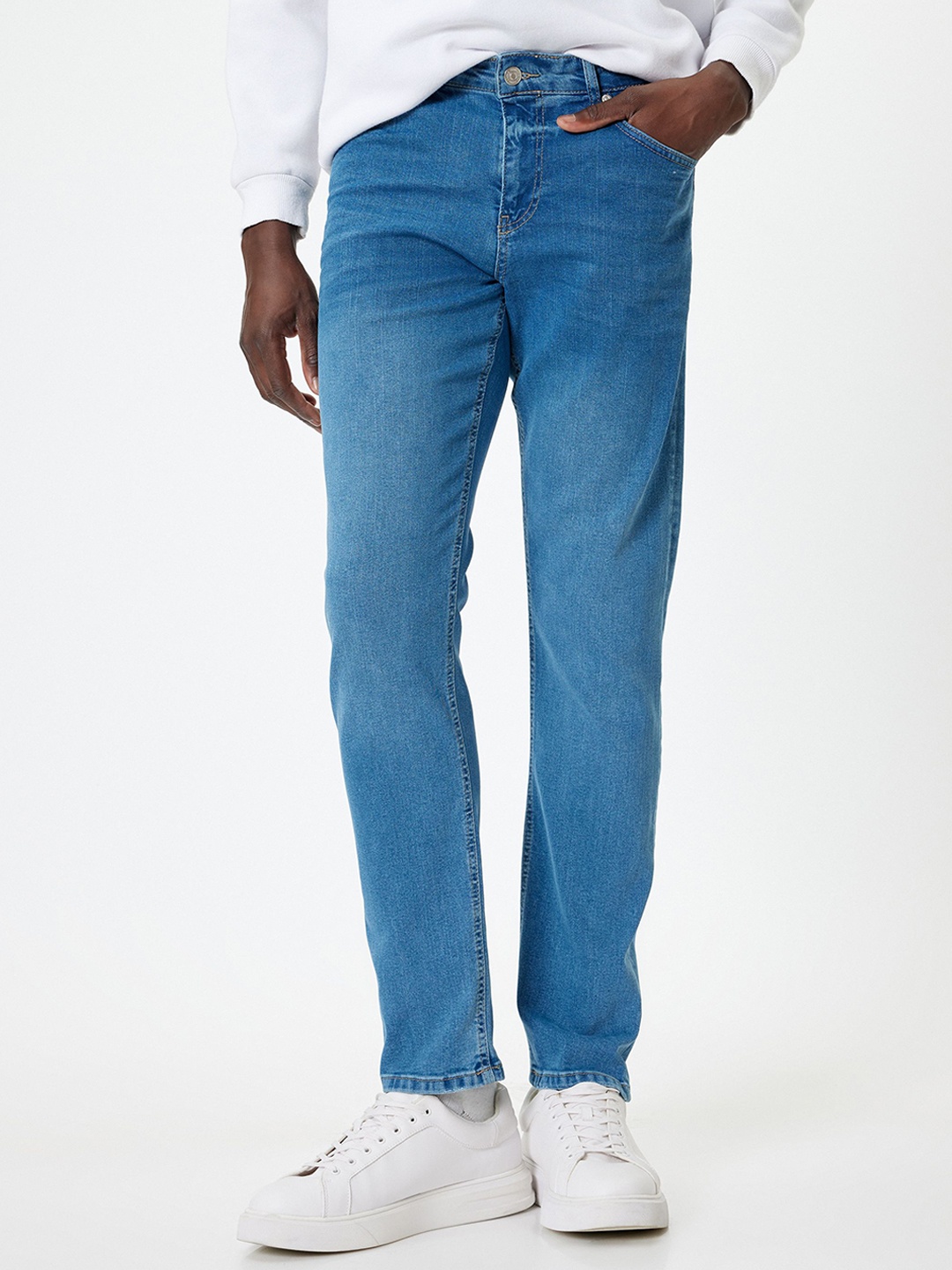 

Koton Men Mid-Rise Slim Fit Trousers, Blue