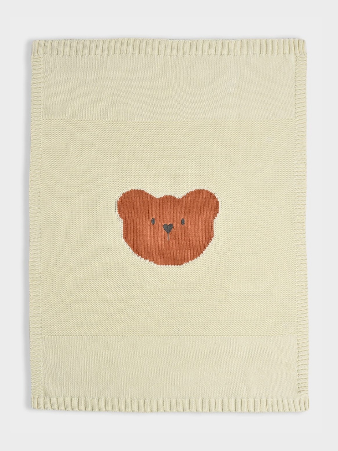

MiArcus Cream Pearl Knitted Bear Face Heavy Winter 800 GSM Cotton Single Bed Blanket