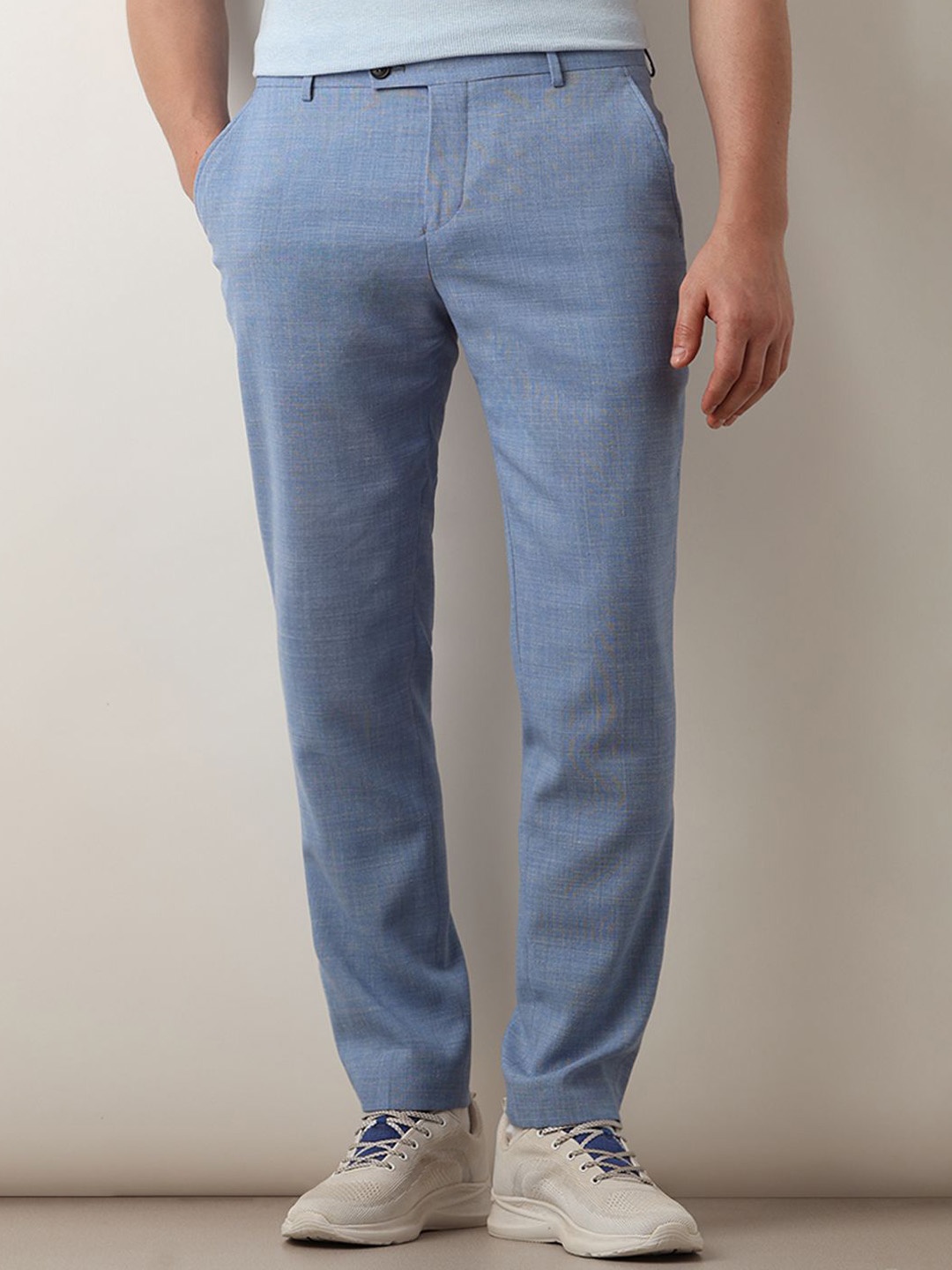 

SELECTED Men Slim Fit Mid Rise Trousers, Blue