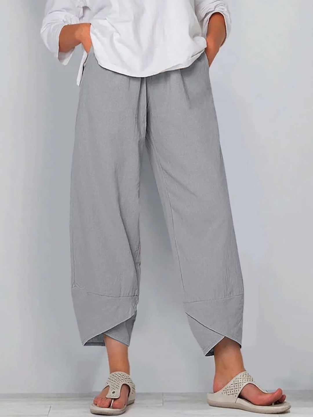 

StyleCast Women Relaxed Loose Fit Trousers, Grey