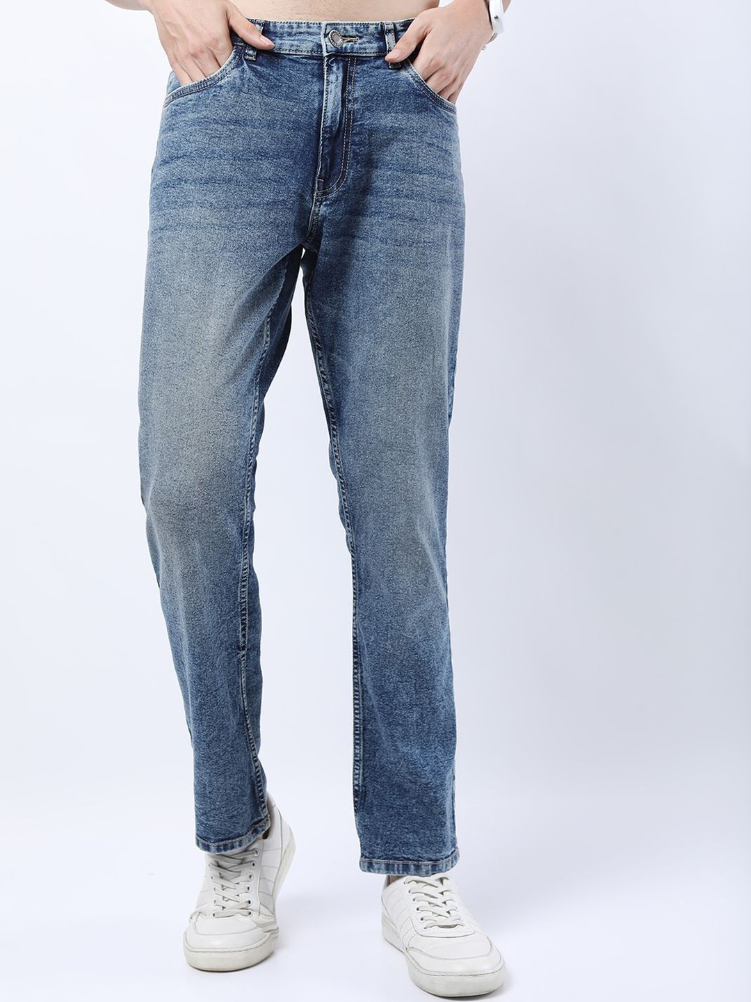 

HIGHLANDER Men Straight Fit Heavy Fade Stretchable Jeans, Blue