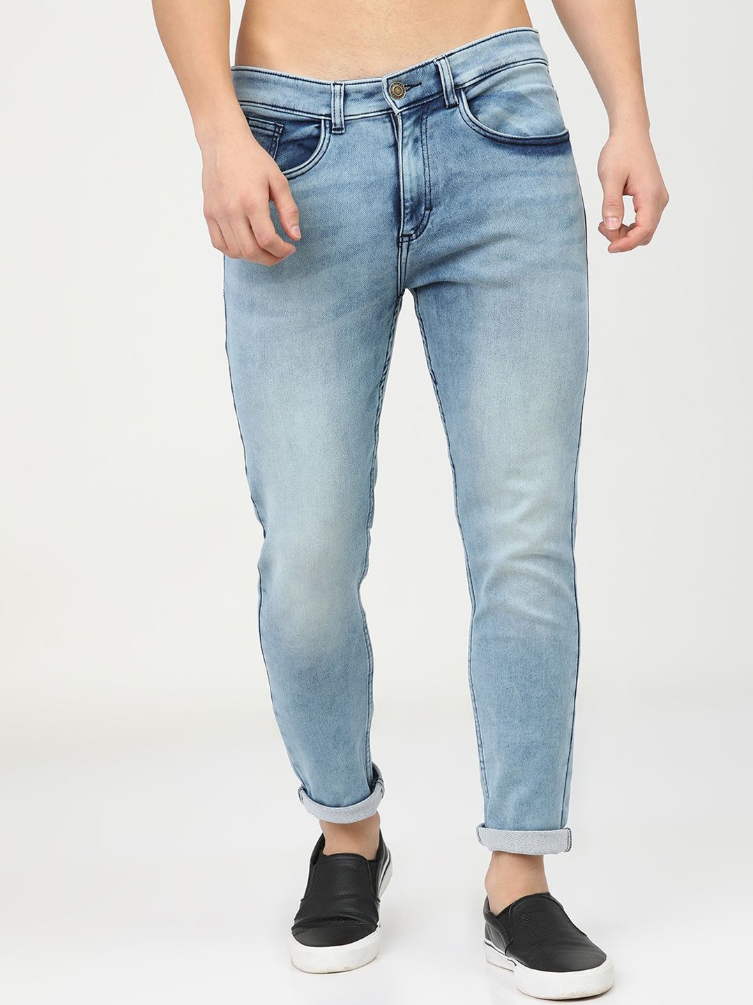 

HIGHLANDER Men Tapered Fit Heavy Fade Stretchable Jeans, Blue