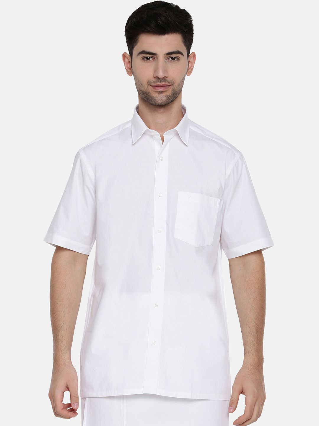

Ramraj Men Spread Collar Solid Cotton Casual Shirt, White