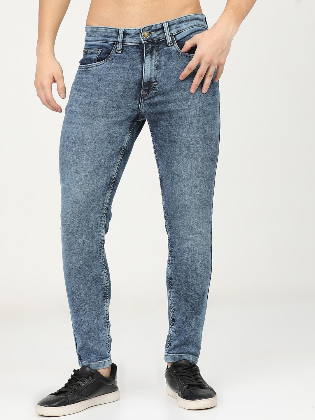 

HIGHLANDER Men Tapered Fit Heavy Fade Stretchable Jeans, Blue