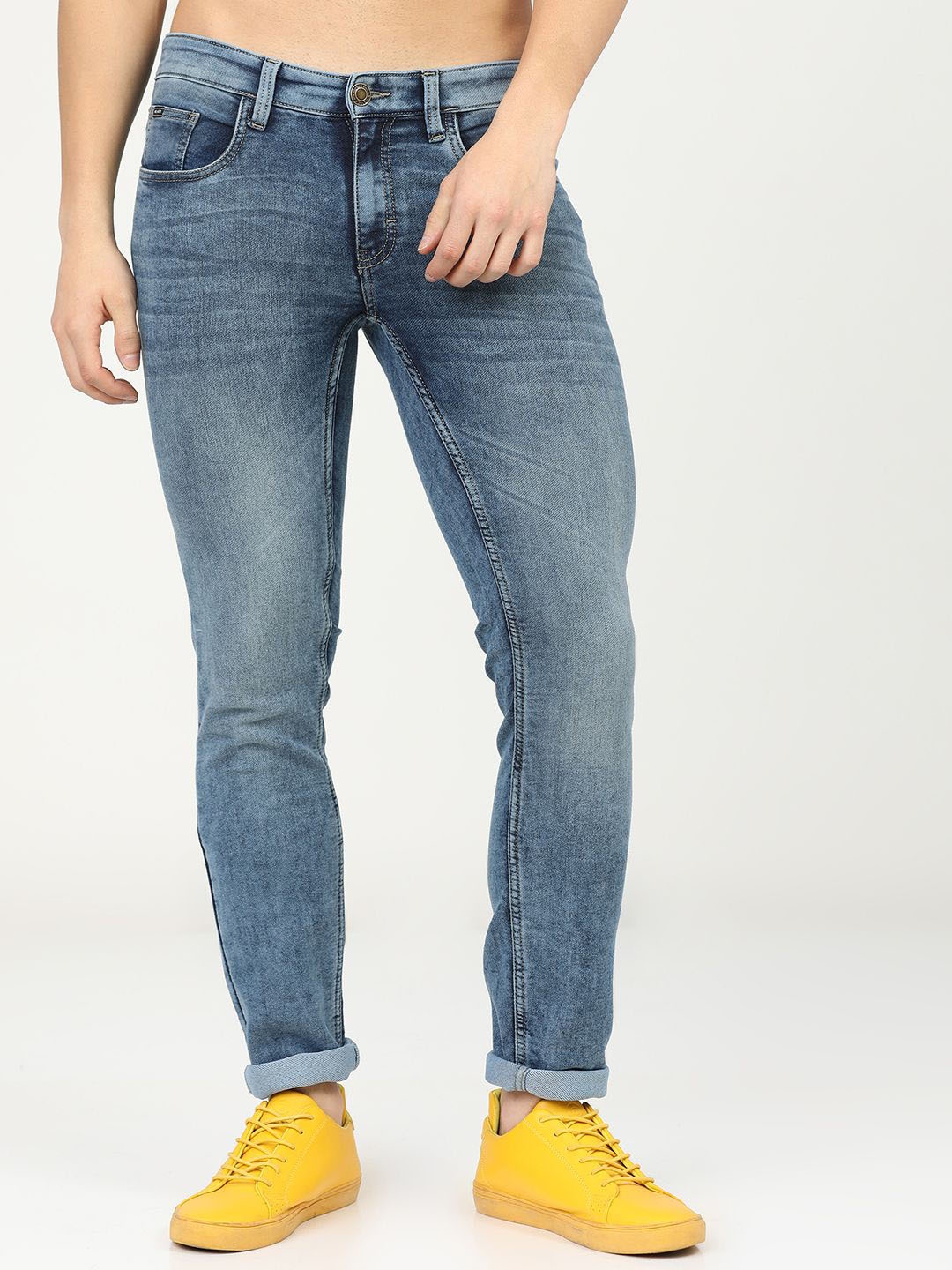 

HIGHLANDER Men Slim Fit Heavy Fade Stretchable Jeans, Blue