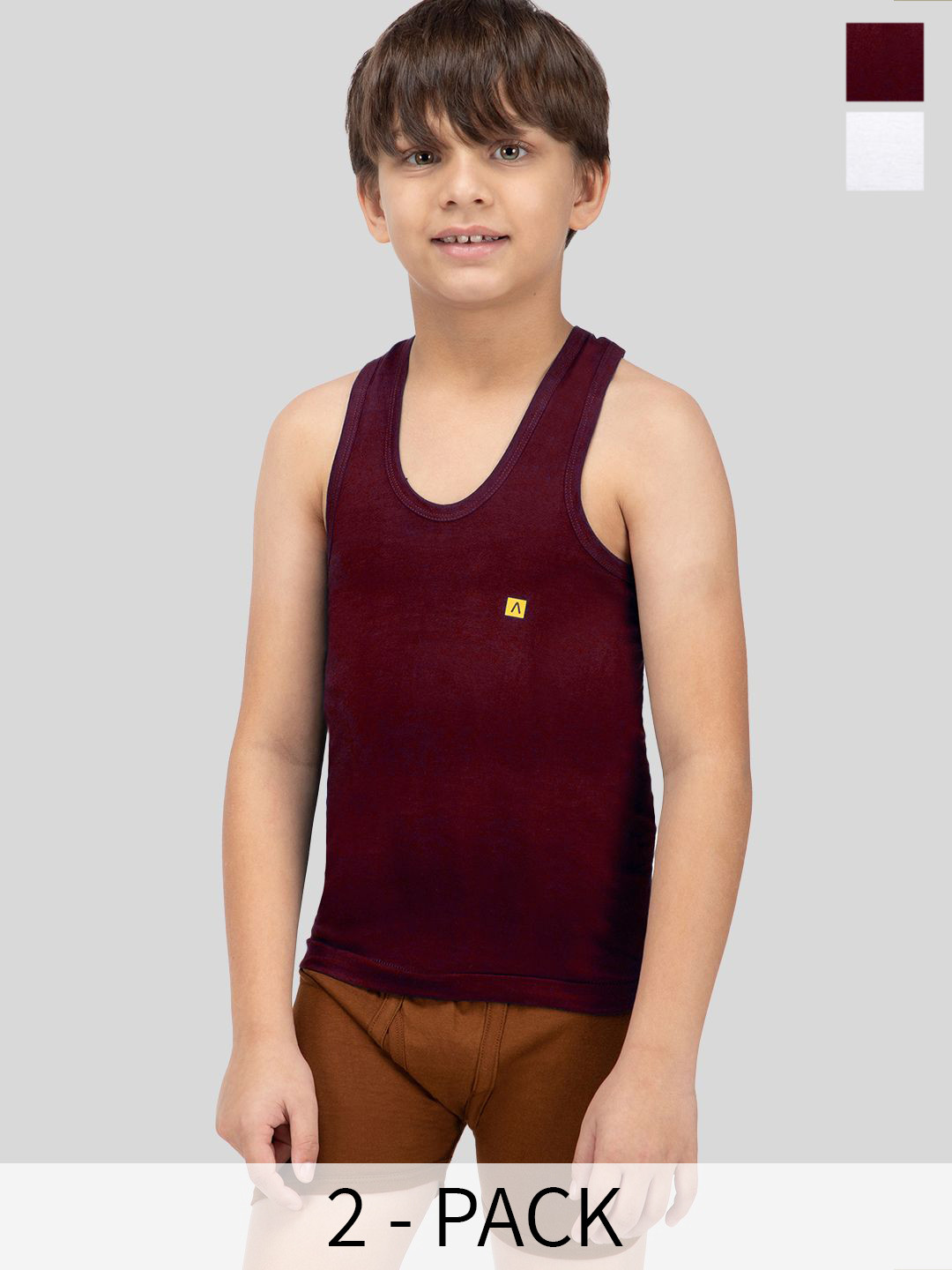 

AMUL COMFY Boys Pack Of 2 Cotton Innerwear Vest, Multi