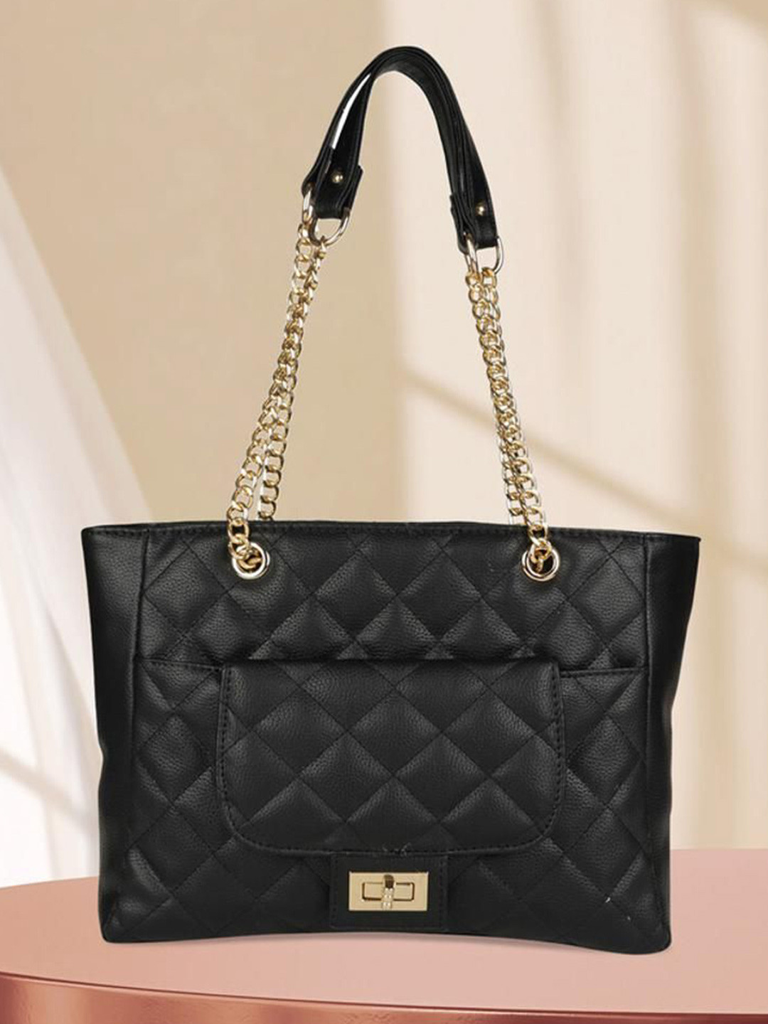 

MINI WESST Structured with Quilted Shoulder Bag, Black