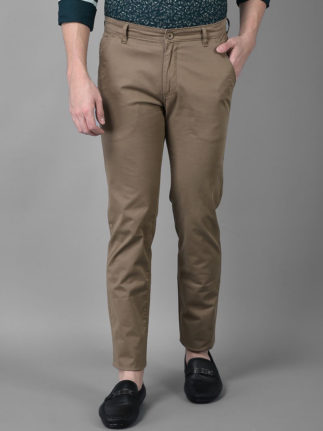 

American Archer Men Smart Slim Fit Wrinkle Free Chinos Trousers, Khaki