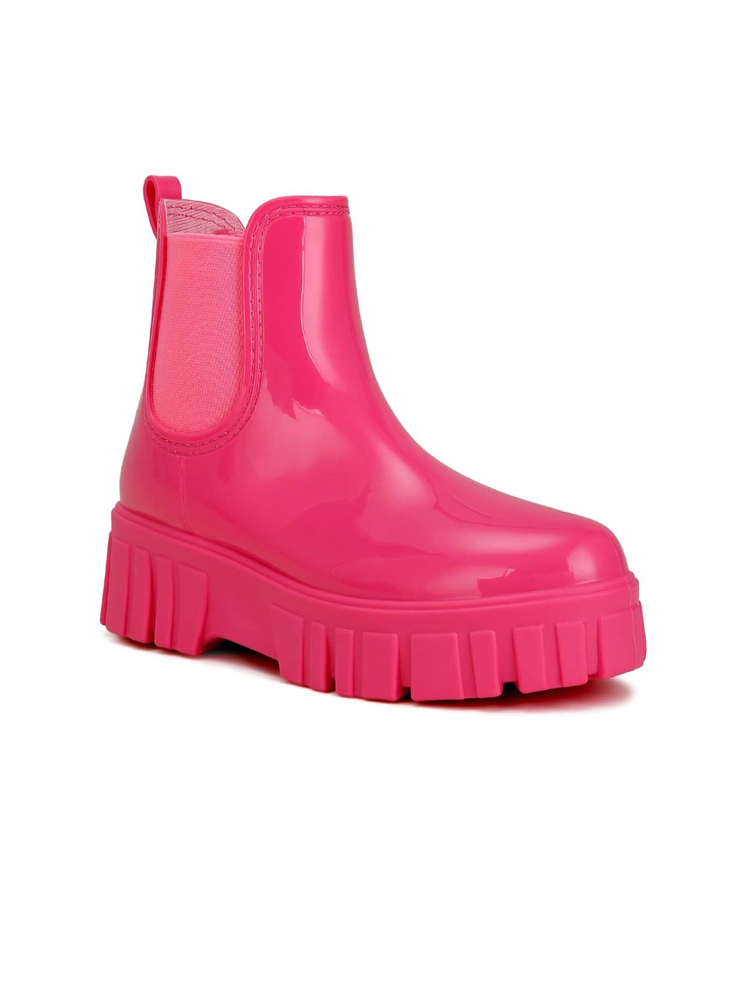 

London Rag Women Flatform-Heeled Chelsea Rain Boots, Fuchsia