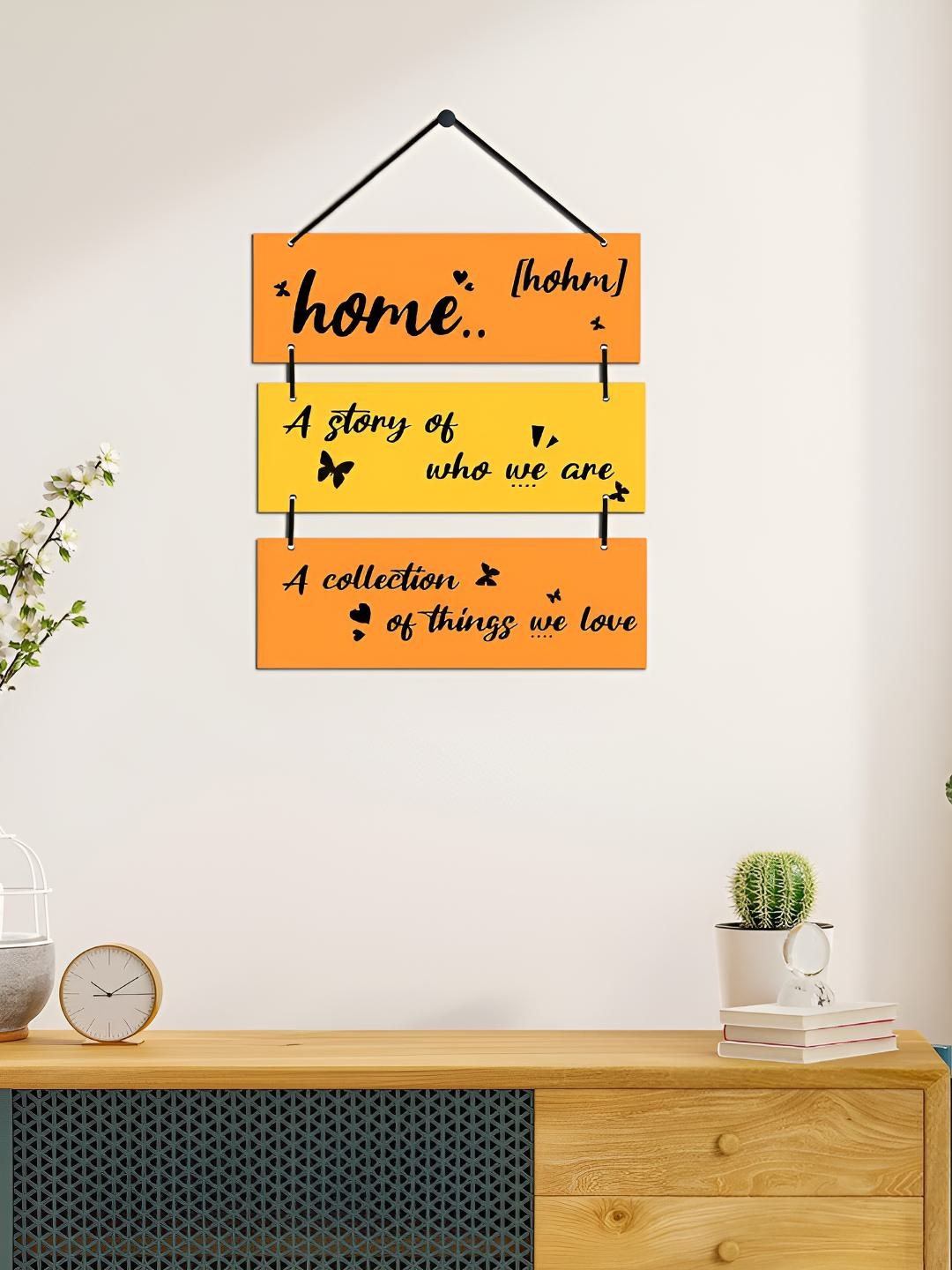 

Home Delight Yellow & Black Printed Wooden Wall Hanging