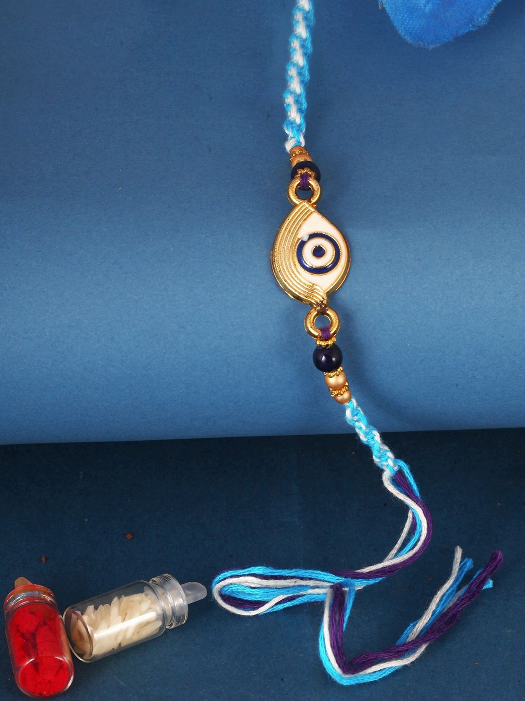 

Vighnaharta Set of 4 Pearls Beaded Thread Rakhis, Red