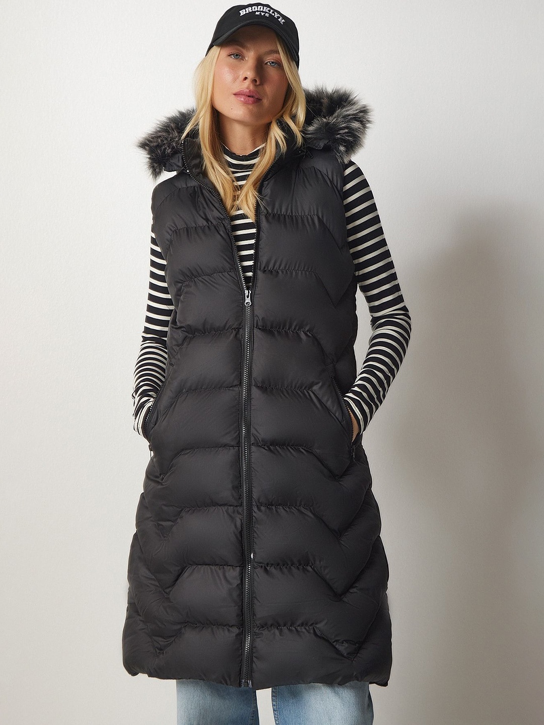 

Happiness istanbul Women Longline Parka Jacket, Black