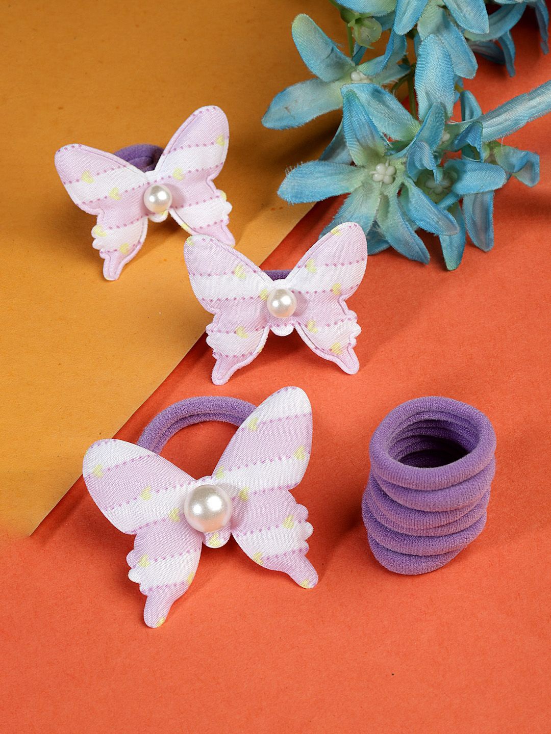 

Stoln Girls Set Of 9 Ponytail Holders, Purple