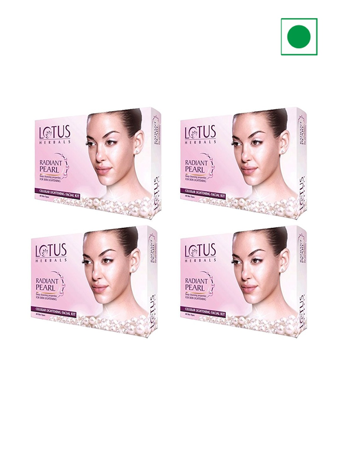 

Lotus Herbals Set Of 4-Pcs Radiant Pearl Cellular 1 Facial Kit- 37g Each, Pink