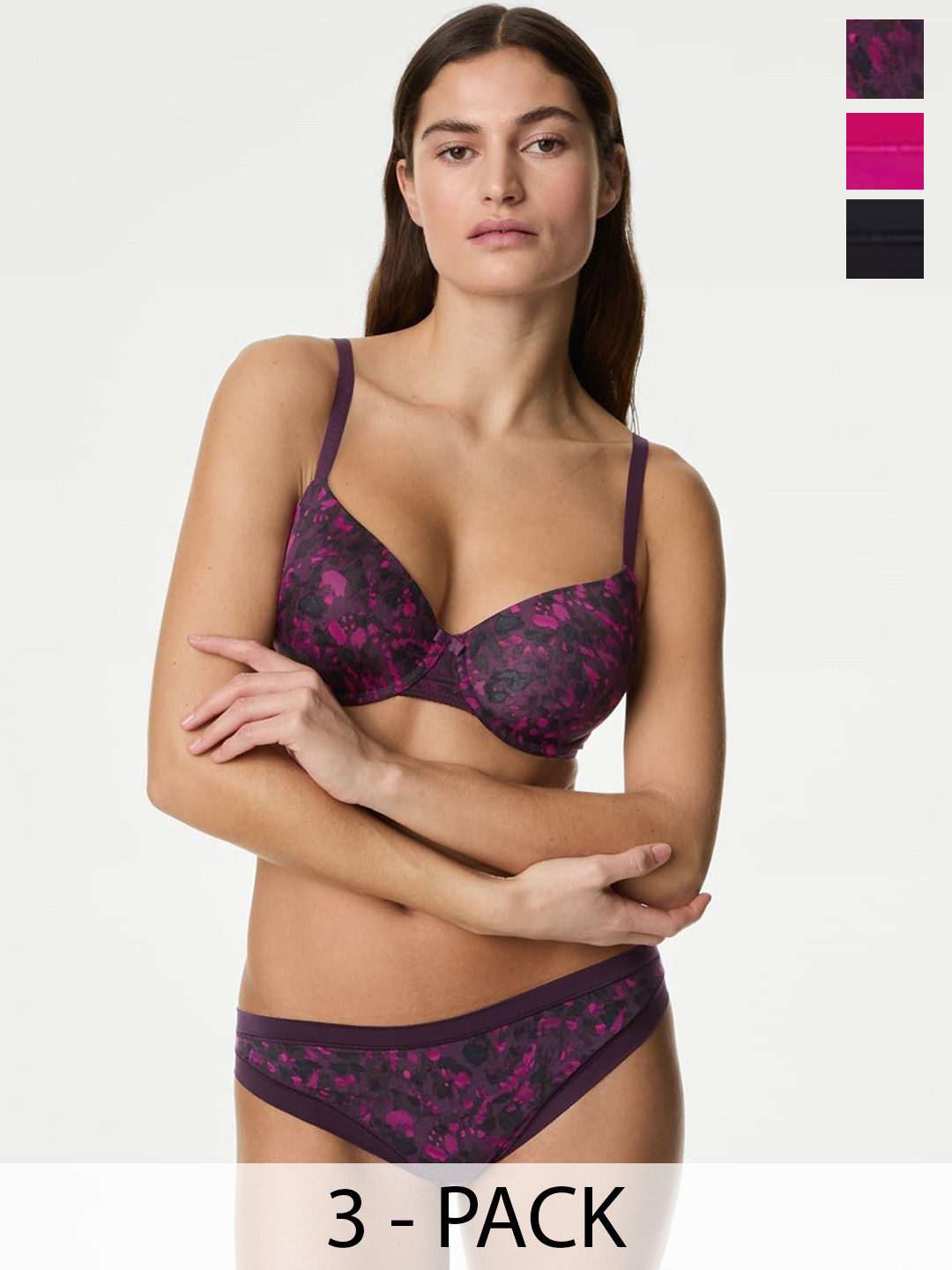 

Marks & Spencer Pack Of 3 Printed Bikini Briefs, Pink