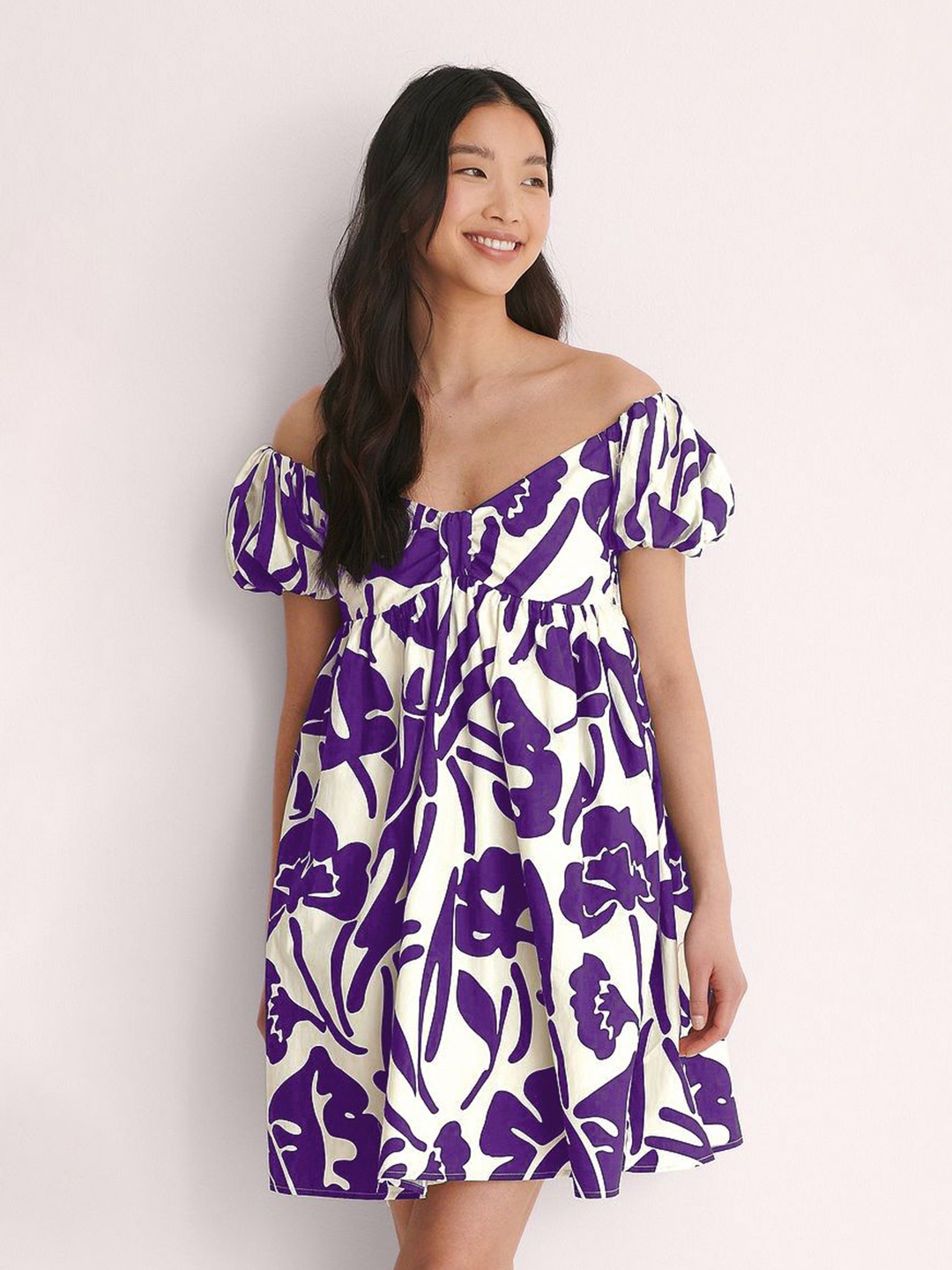 

Roadster Crepe Floral Mini Fit and Flare Dress, Purple