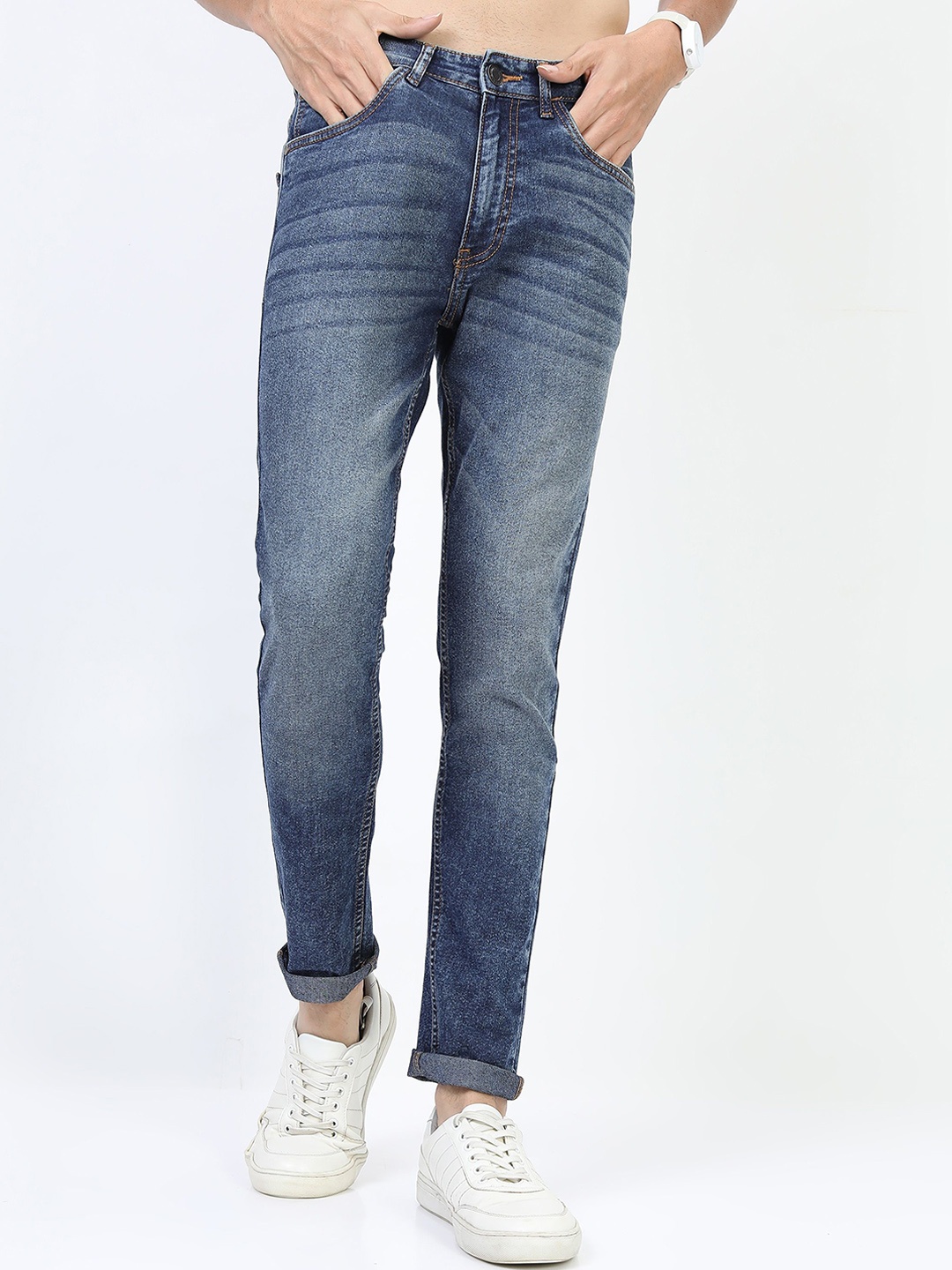 

HIGHLANDER Men Skinny Fit Cotton Light Fade Stretchable Jeans, Blue