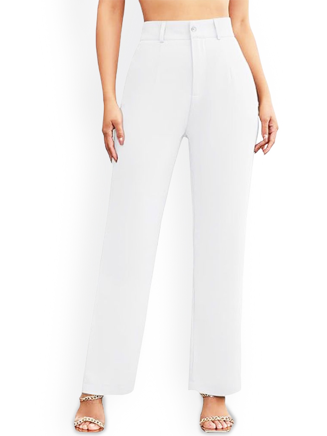 

BAESD Girls Relaxed Straight Leg Straight Fit High-Rise Trousers, White
