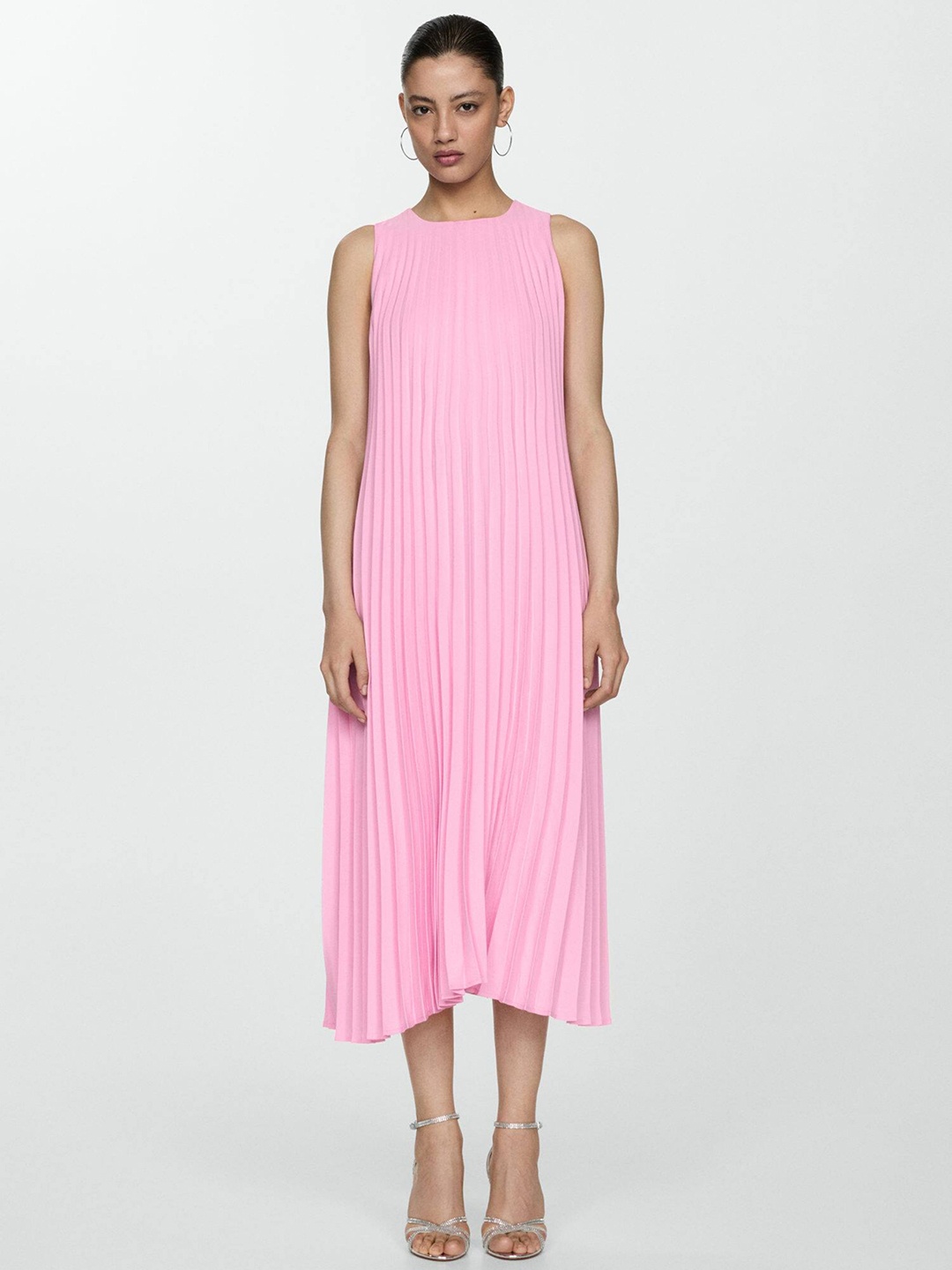 

MANGO A-Line Midi Dress, Pink