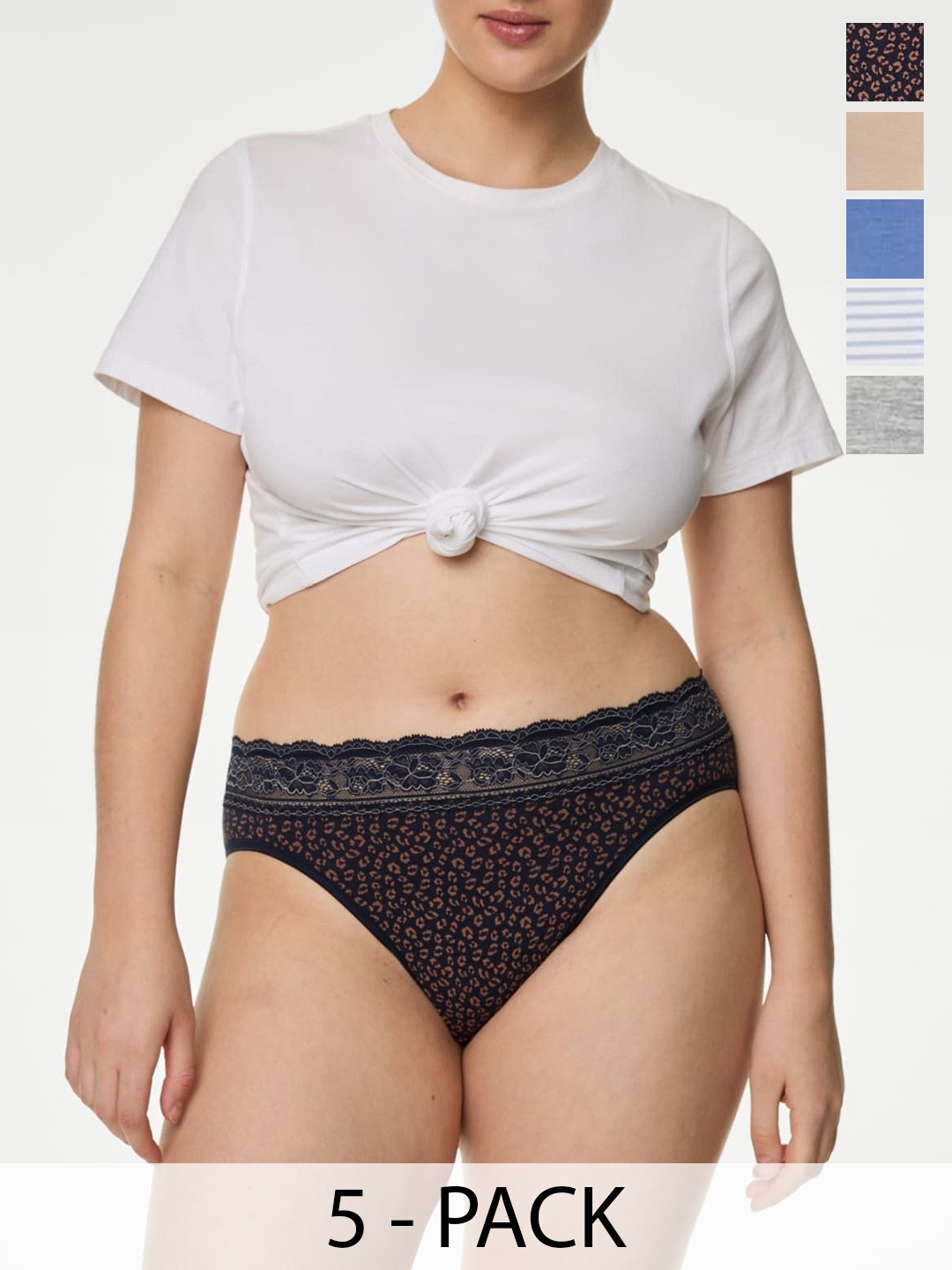 

Marks & Spencer Pack Of 5 Cotton Basic BriefsT615184LBLUE MIX, Black