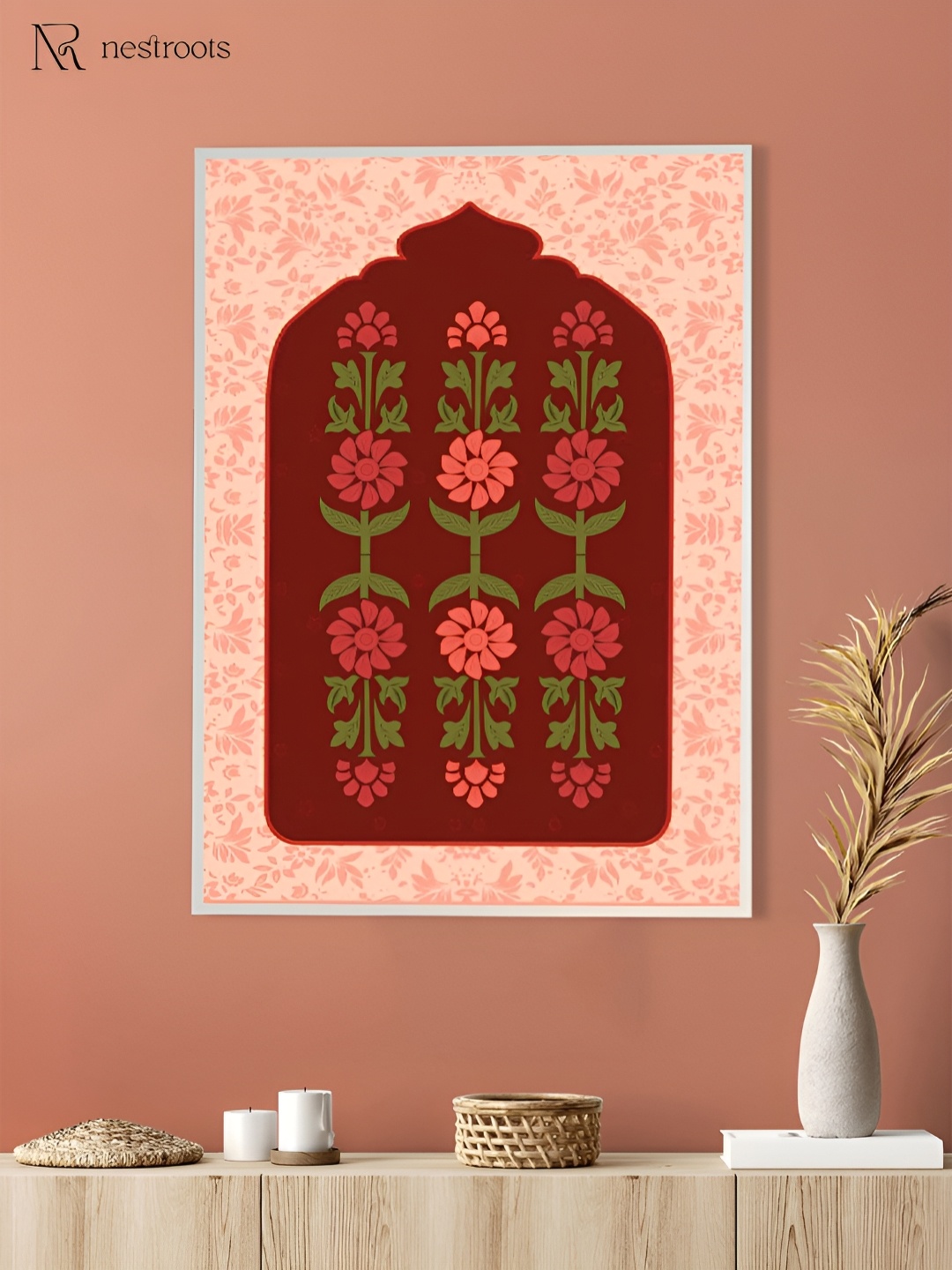 

nestroots Red & Green Wooden Floral and Botanical Wall Art