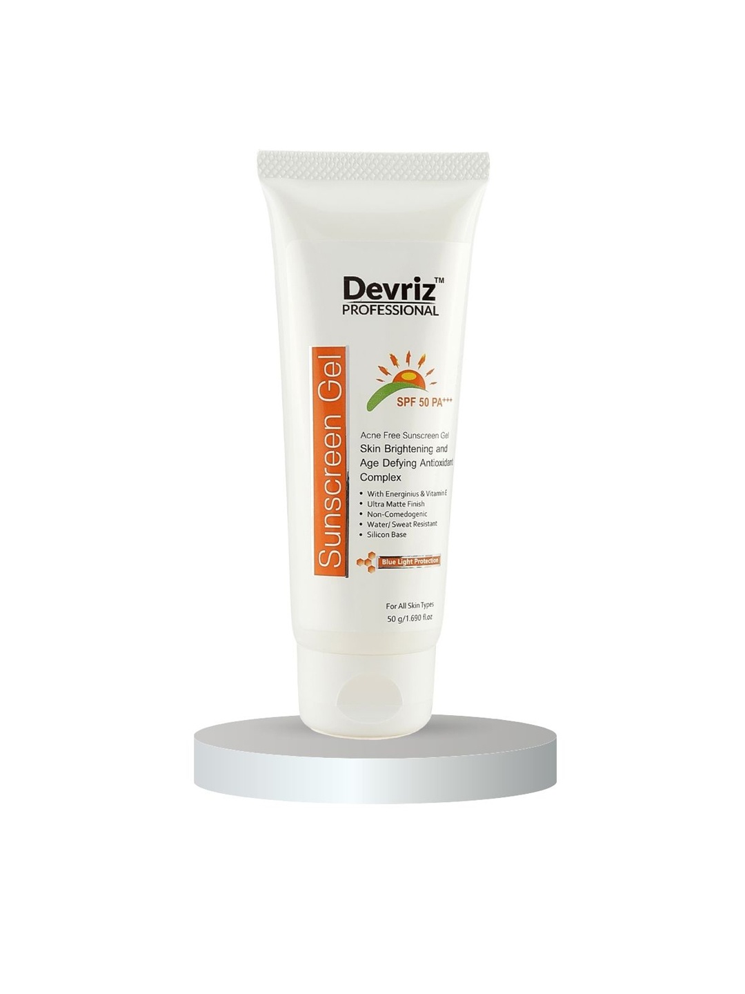

Devriz Professional Acne Free SPF 50 PA +++ Sunscreen Gel- 50g, Orange