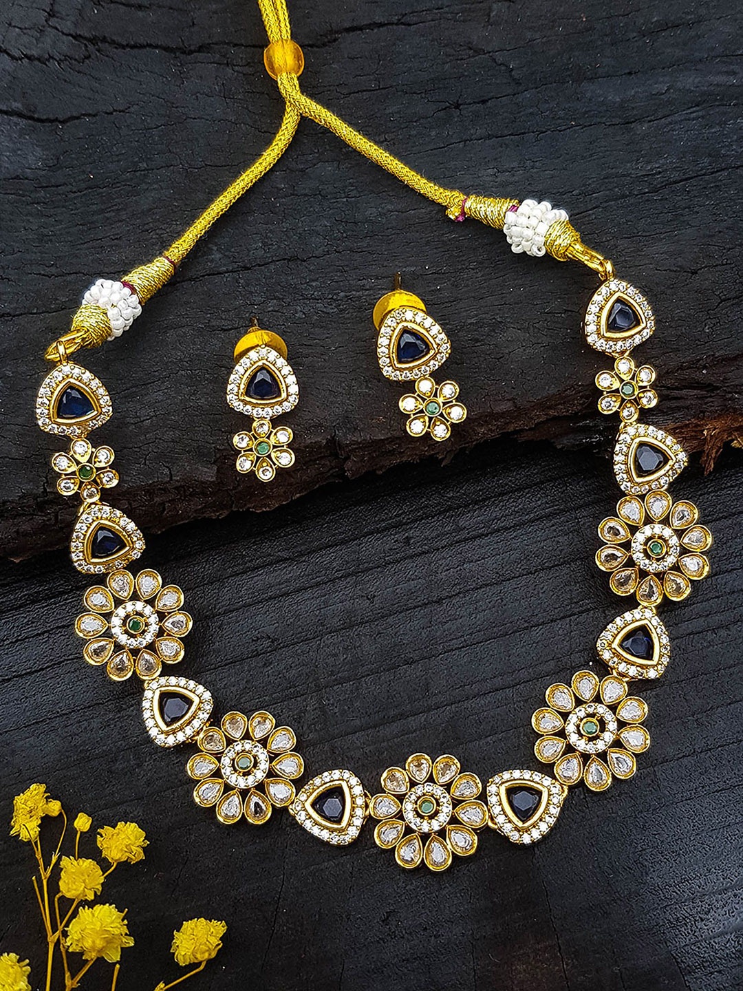 

GRIIHAM Gold Plated Cubic Zirconia Stone Studded Jewellery Set
