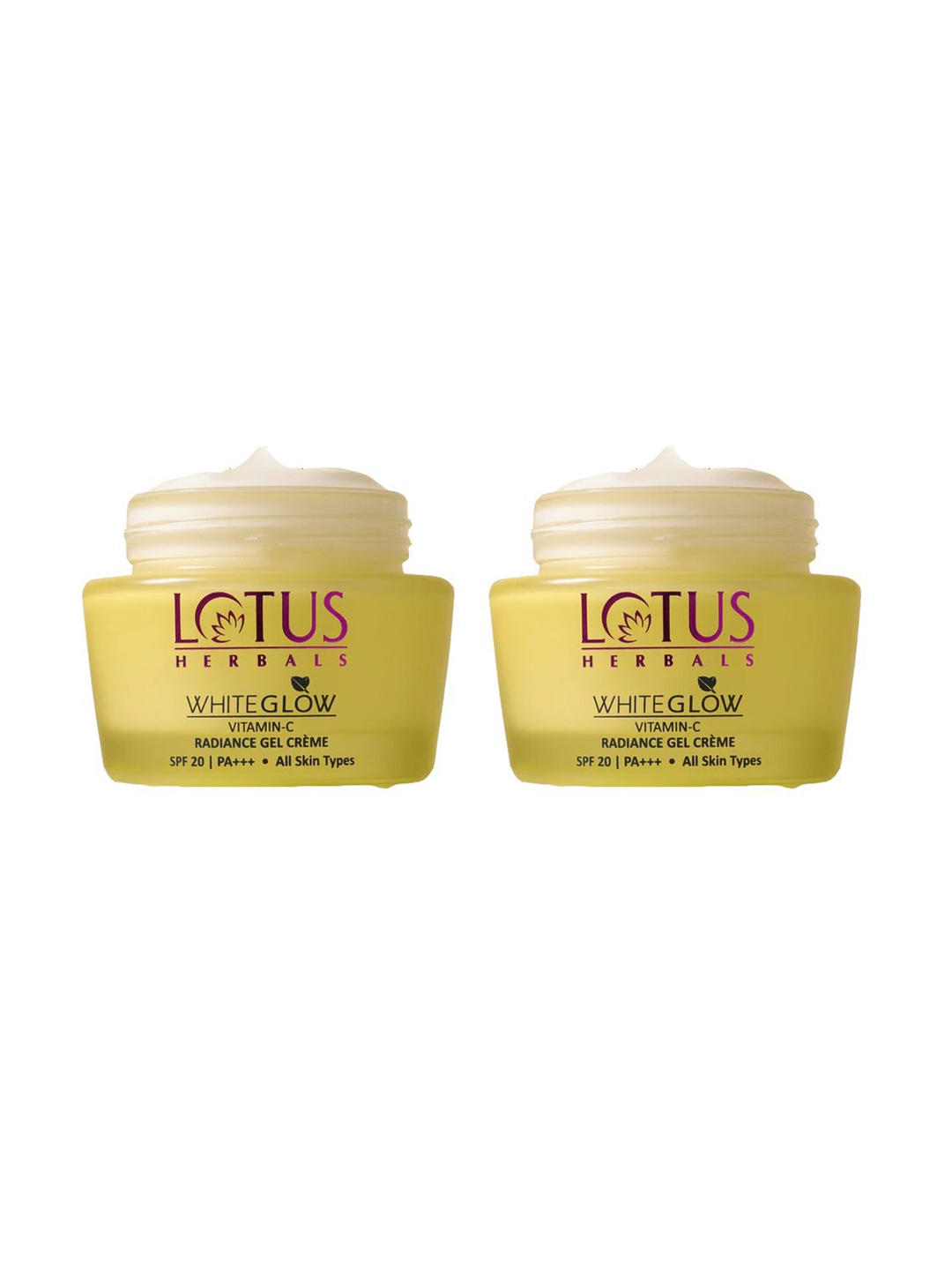 

Lotus Herbals Set Of 2 Whiteglow Vitamin-C Radiance Gel Creme With SPF20 & PA+++ 50g Each, Yellow