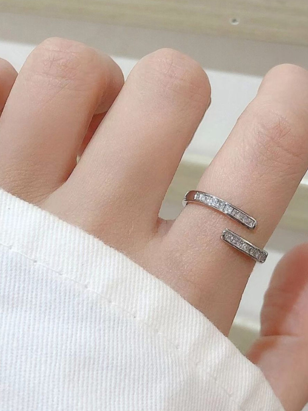 

SALTY Acacia Sunshine Silver-Plated Stones Studded Adjustable Finger Ring