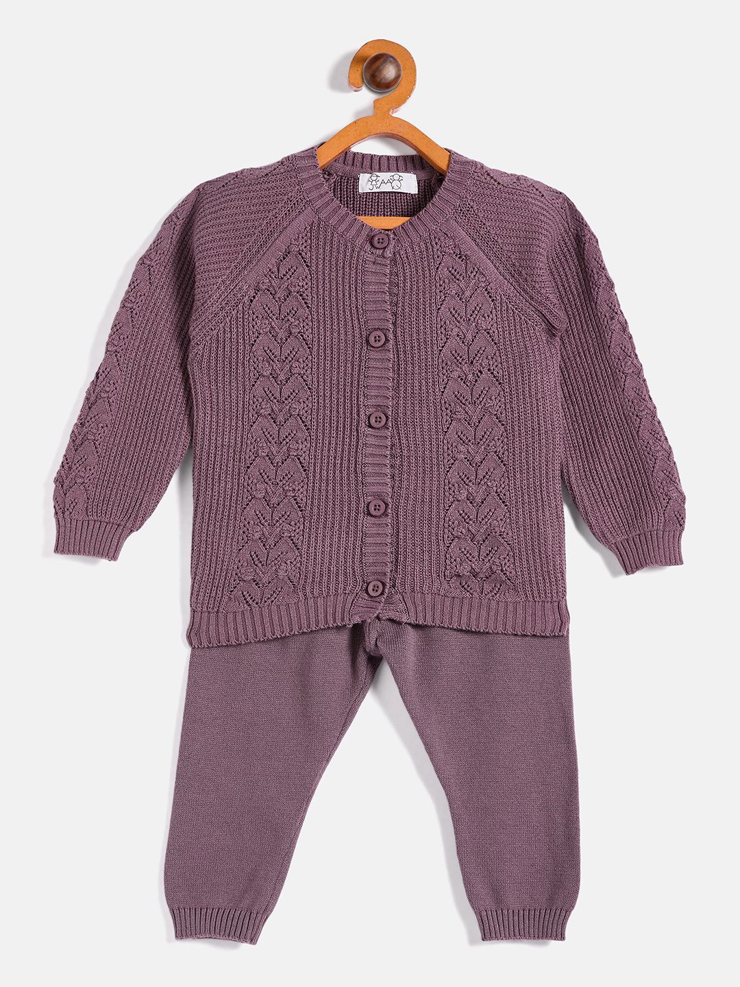 

JWAAQ Unisex Self Design Round Neck Long Sleeves Sweater with Joggers, Mauve