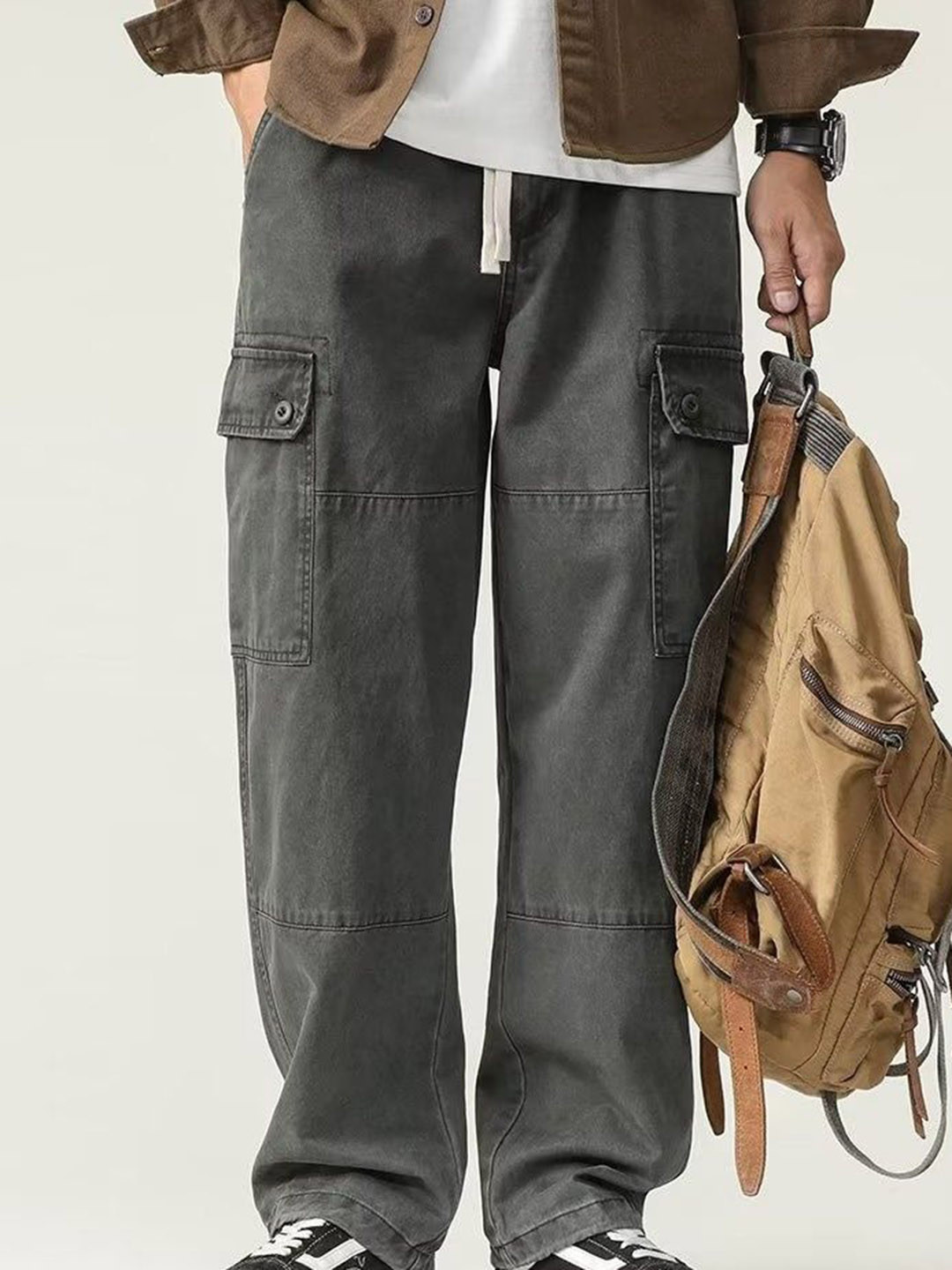 

StyleCast Men Loose Fit Cargos Trousers, Black