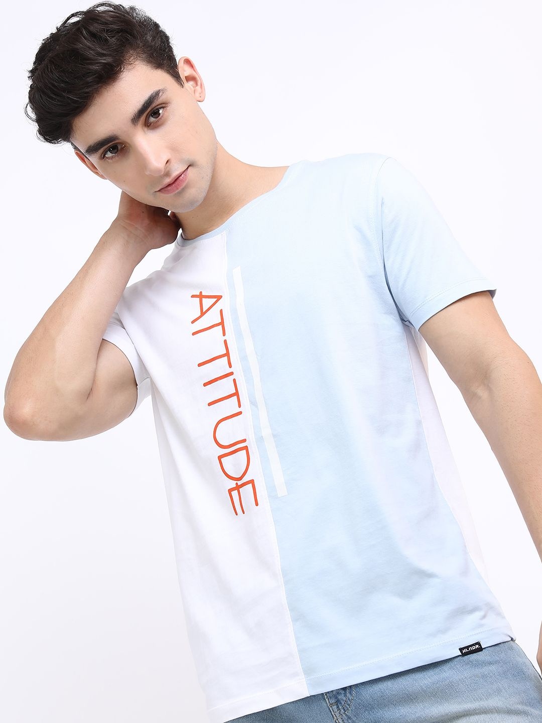 

HIGHLANDER Men Typography Printed Round Neck Cotton Slim Fit T-Shirt, White