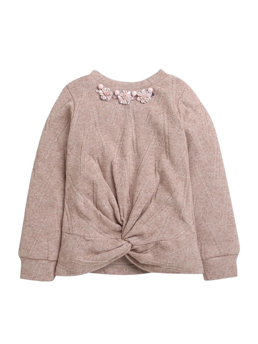 

Tiny Girl Girls Floral Printed Round Neck Top, Beige