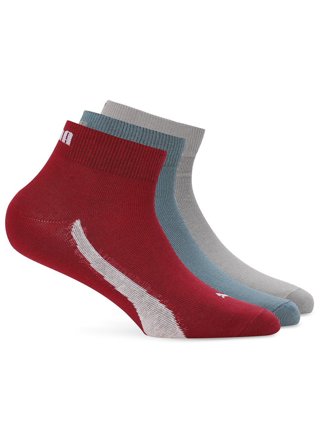 

Puma Unisex Pack Of 3 Quarter Ankle Length Socks, Red