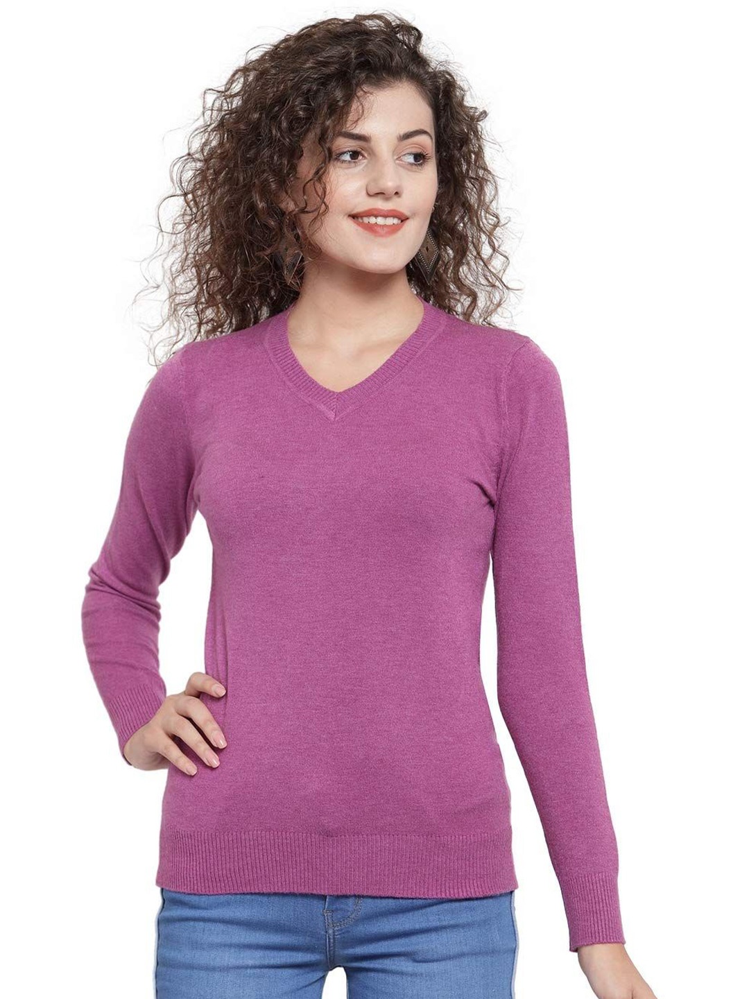 

Global Republic Women Solid V-Neck Top, Purple